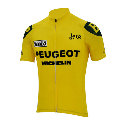 1975 Tour de France Peugeot Michelin Yellow Retro Cycling Jersey.