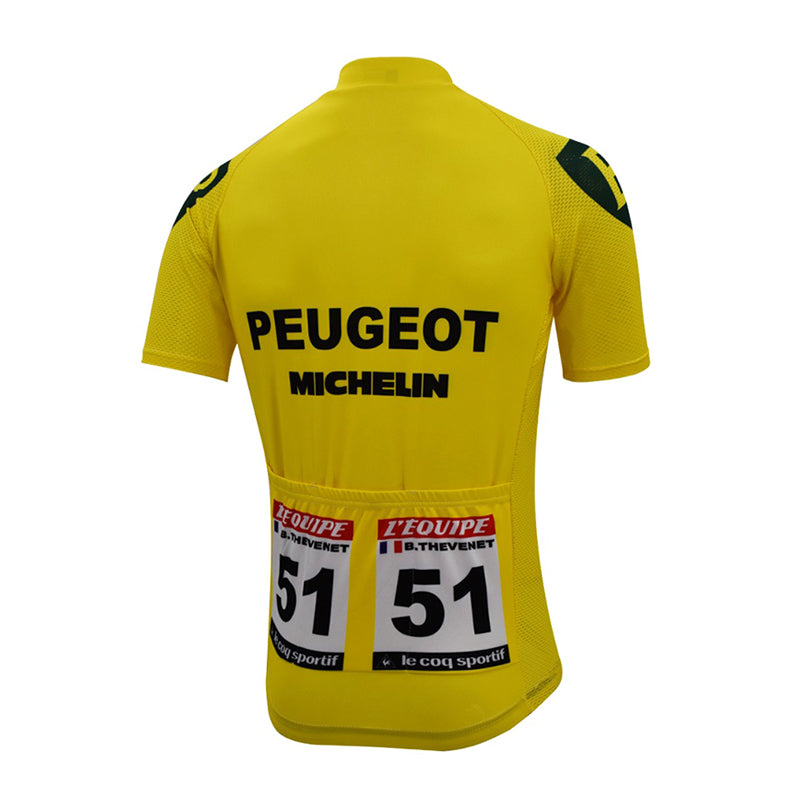 1975 Tour de France Peugeot Michelin Yellow Retro Cycling Jersey.