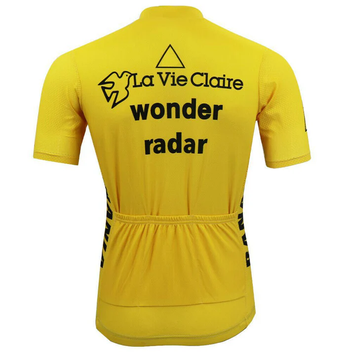 Maillot de cyclisme rétro jaune, Tour De France Wonder Radar La Vie Claire, citron, 1986