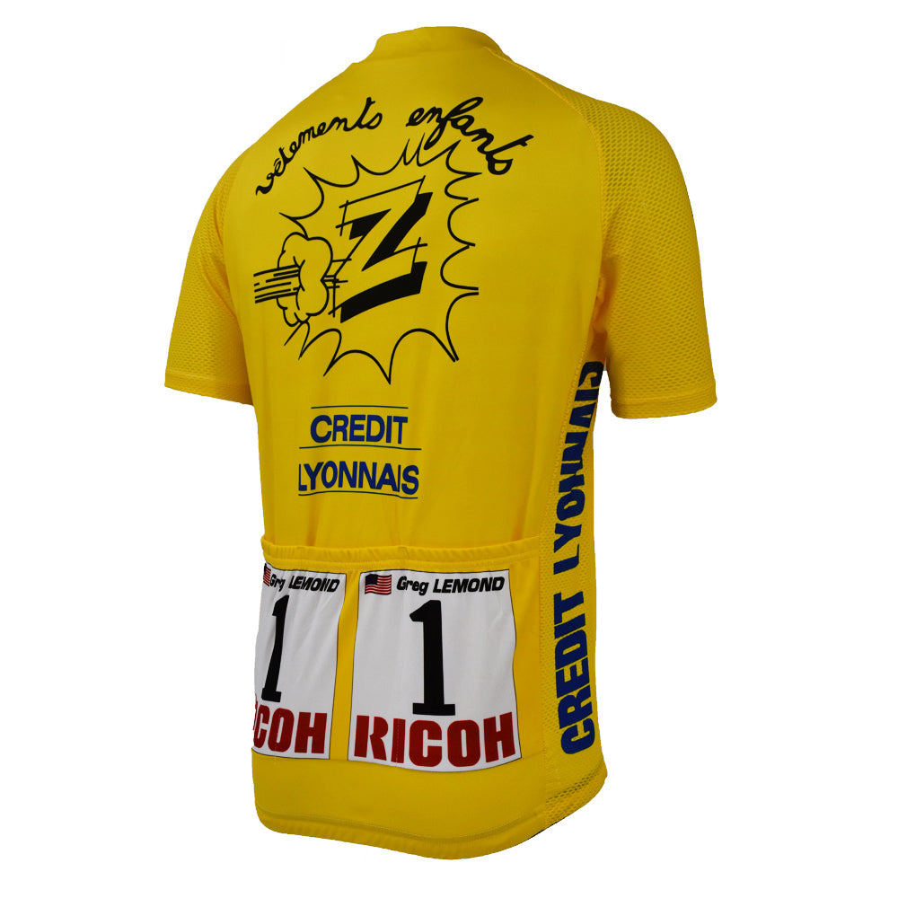 Maillot de cyclisme rétro jaune Vetements Team Z du Tour de France 1990