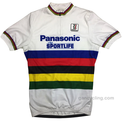 Maillot de cyclisme rétro Panasonic Sportlife Champion du monde 1990 Rudy Dhaenens