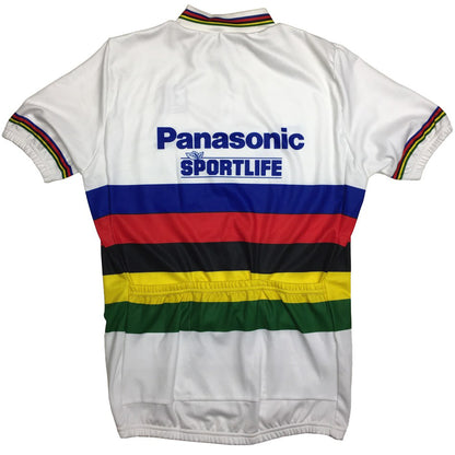 Maillot de cyclisme rétro Panasonic Sportlife Champion du monde 1990 Rudy Dhaenens