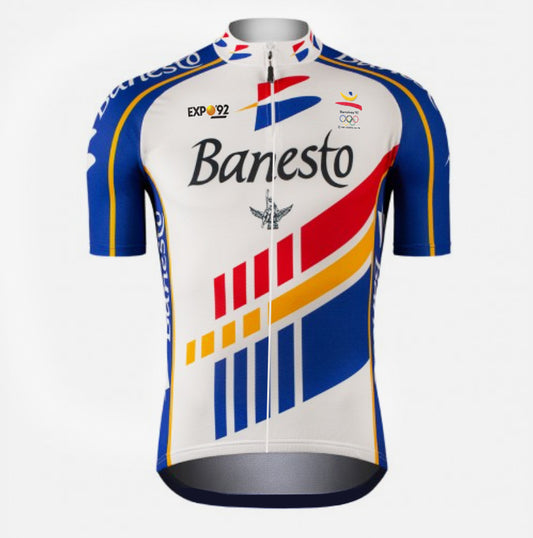 Maillot de cyclisme rétro Banesto pour hommes, 1992