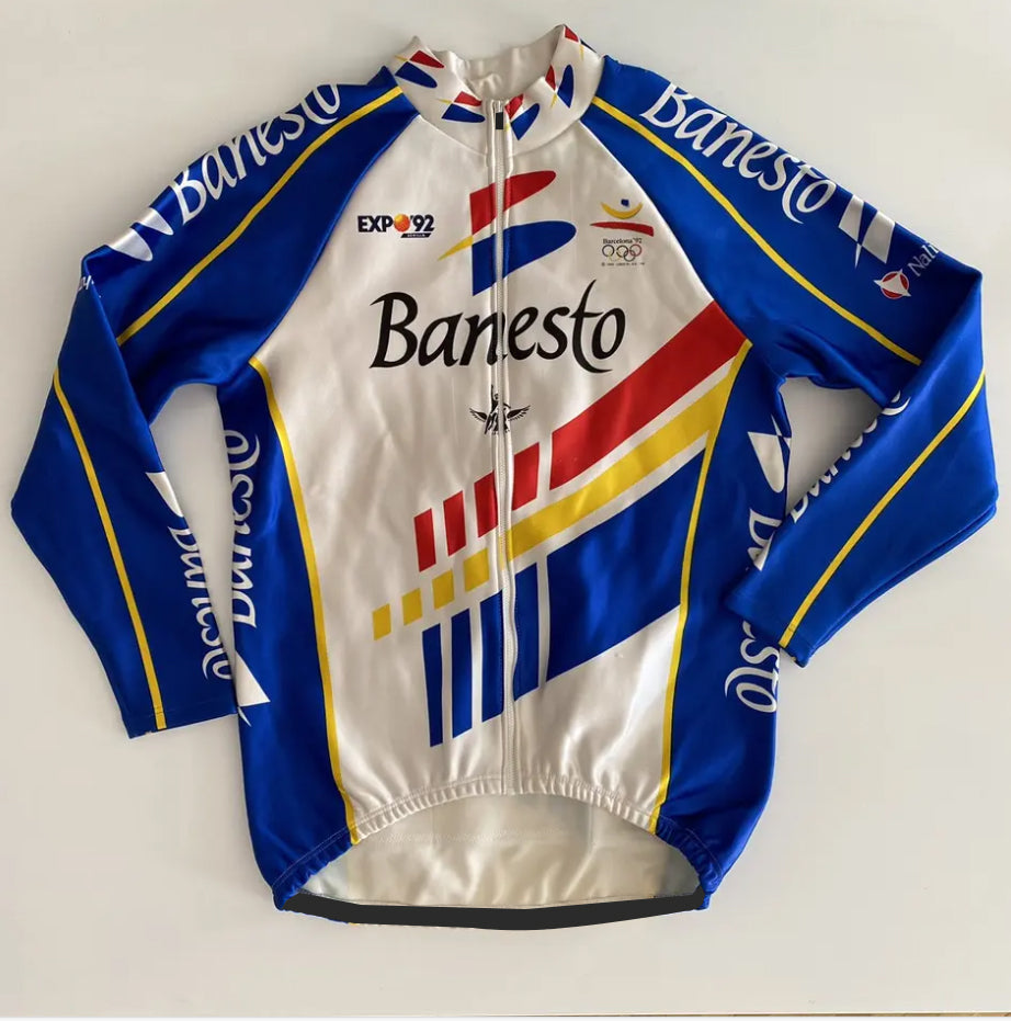 Maillot de ciclismo de manga larga para hombre Banesto Retro 1992 (con opción de invierno)