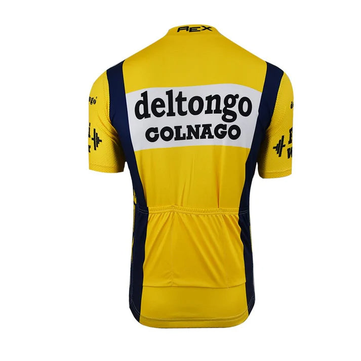 Maillot de cyclisme jaune de l'équipe Del Tongo