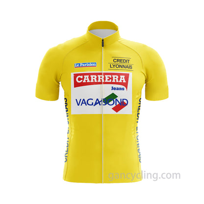 Team Carrera 1987 Tour de France Retro Yellow Cycling Jersey