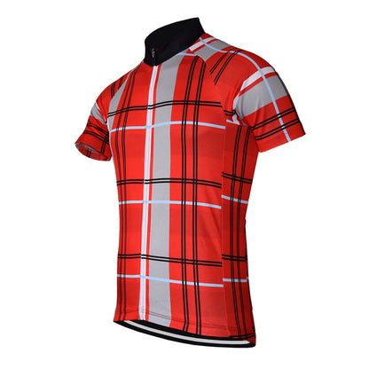 Maillot de cyclisme classique à carreaux Maillot de cyclisme rétro rouge et jaune