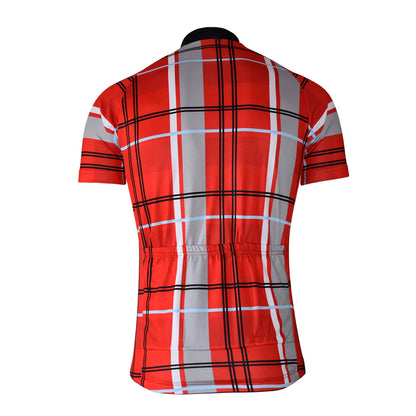 Maillot de cyclisme classique à carreaux Maillot de cyclisme rétro rouge et jaune