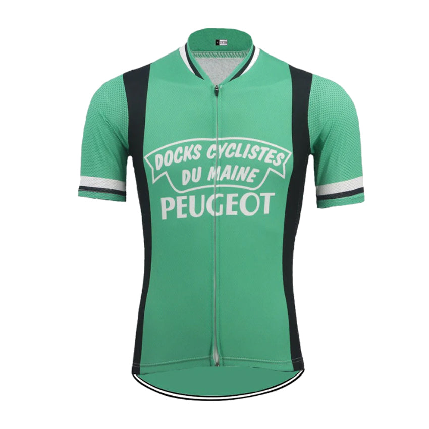 Docks Cyclistes Du Maine Peugeot Green Retro Cycling Jersey