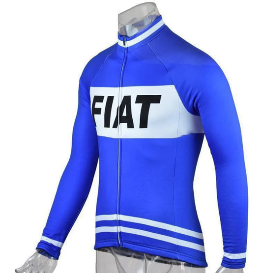 Maillot ciclista de manga larga FIAT Retro Blue (con opción de forro polar)