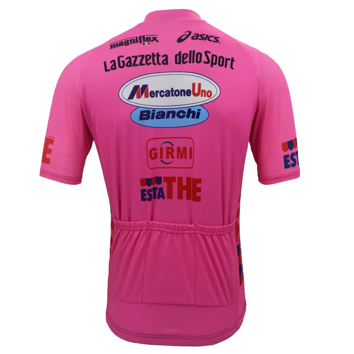 Maillot de cyclisme Giro d'Italia Mercatone Uno Bianchi Retro Pantani rose