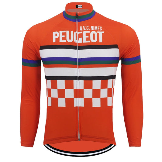 Peugeot A.V.C. Nimes Long Sleeve Retro Cycling Jersey