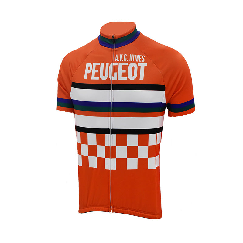 Peugeot A.V.C. Nimes Orange Retro Cycling Jersey