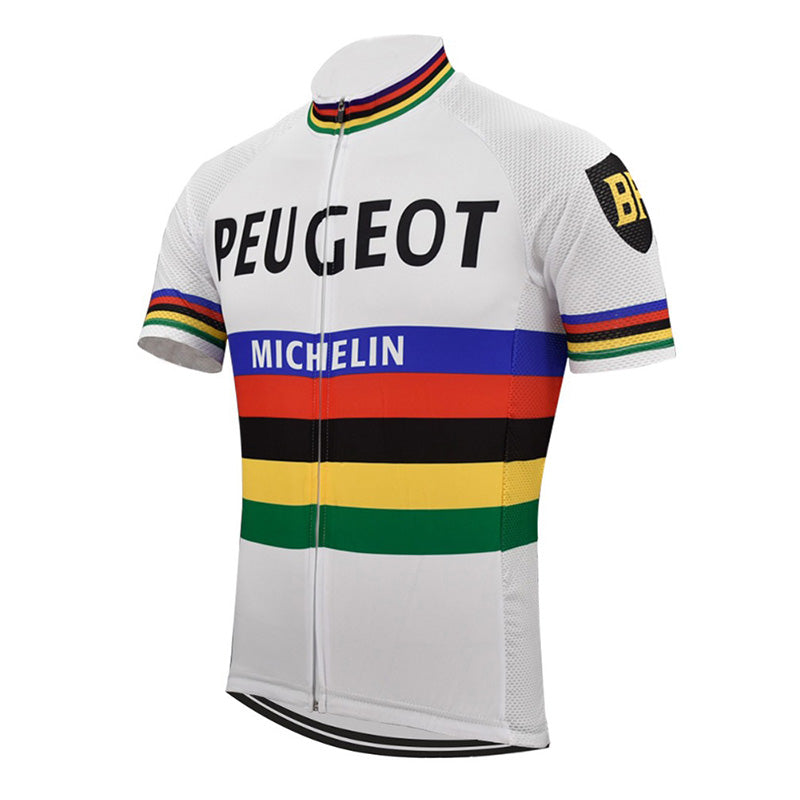 Peugeot BP Michelin World Champion Retro White Cycling Jersey