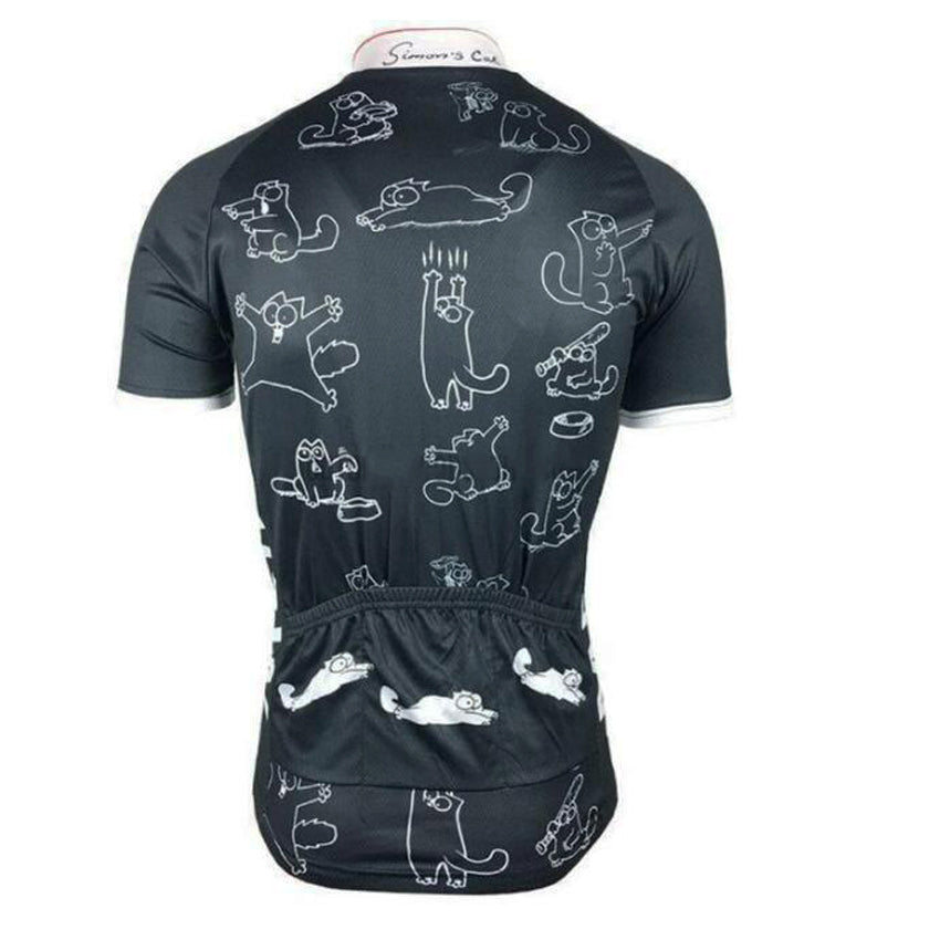 Maillot de cyclisme noir à dessin animé Simon's Cat