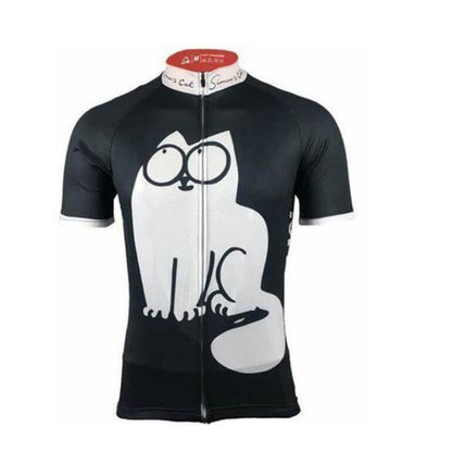 Maillot de cyclisme noir à dessin animé Simon's Cat