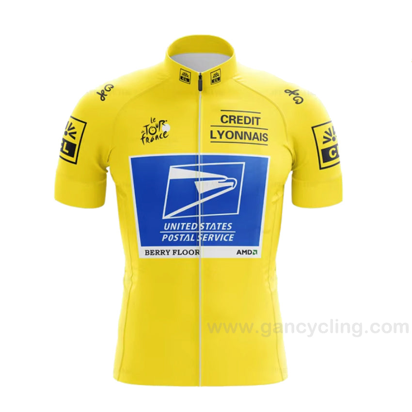 Tour de France US Postal Service Yellow Retro Cycling Jersey