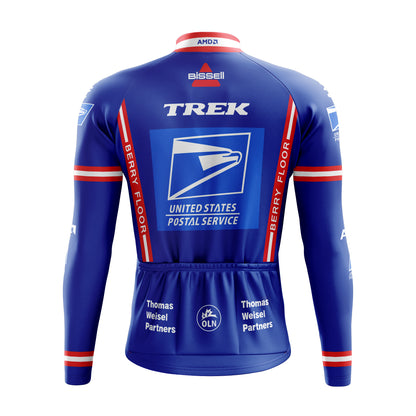 US Postal Service Pro Cycling Team Retro Blue Cycling Jersey Long Sleeve