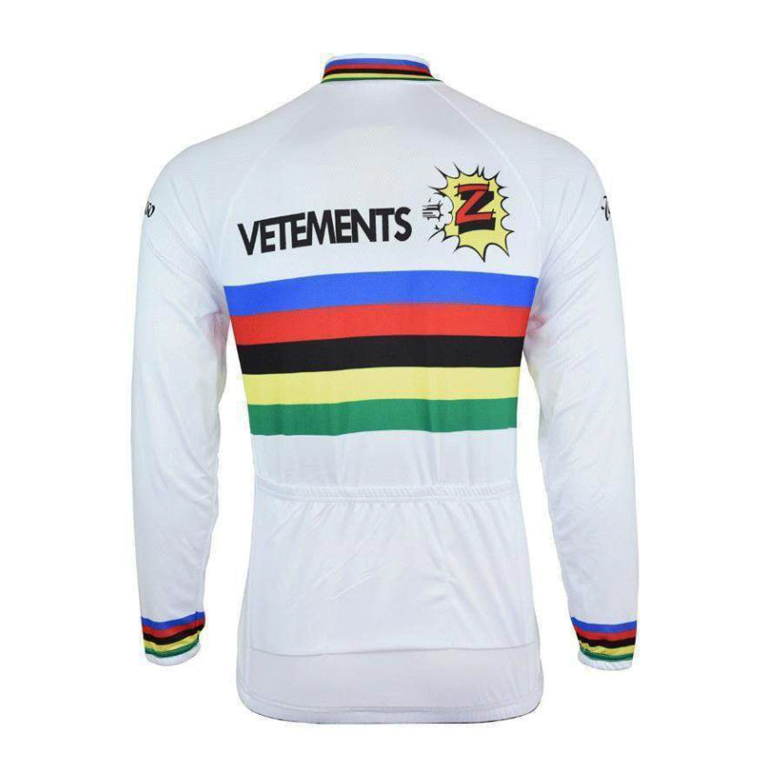 Maillot ciclista de manga larga Vetements Team Z Retro blanco