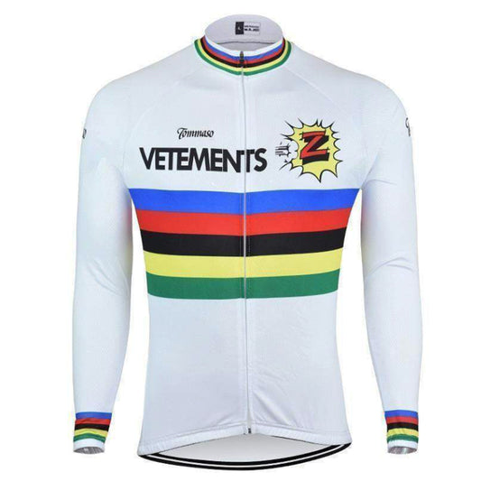 Maillot ciclista de manga larga Vetements Team Z Retro blanco