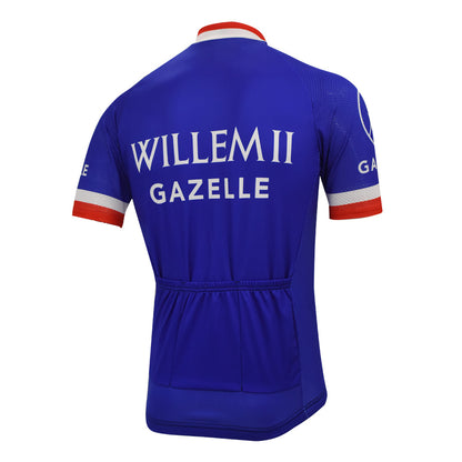 Maillot ciclista retro azul del equipo Willem II–Gazelle