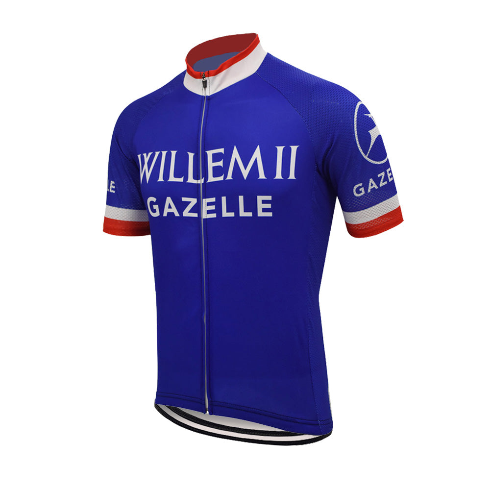 Maillot ciclista retro azul del equipo Willem II–Gazelle