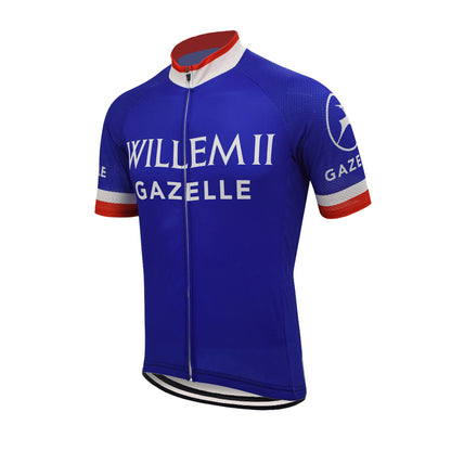 Maillot ciclista retro azul del equipo Willem II–Gazelle