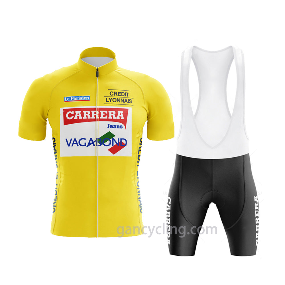 Team Carrera 1987 Tour de France Retro Yellow Cycling Jersey