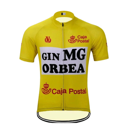 Maillot de cyclisme rétro jaune Caja Postal Gin Mg