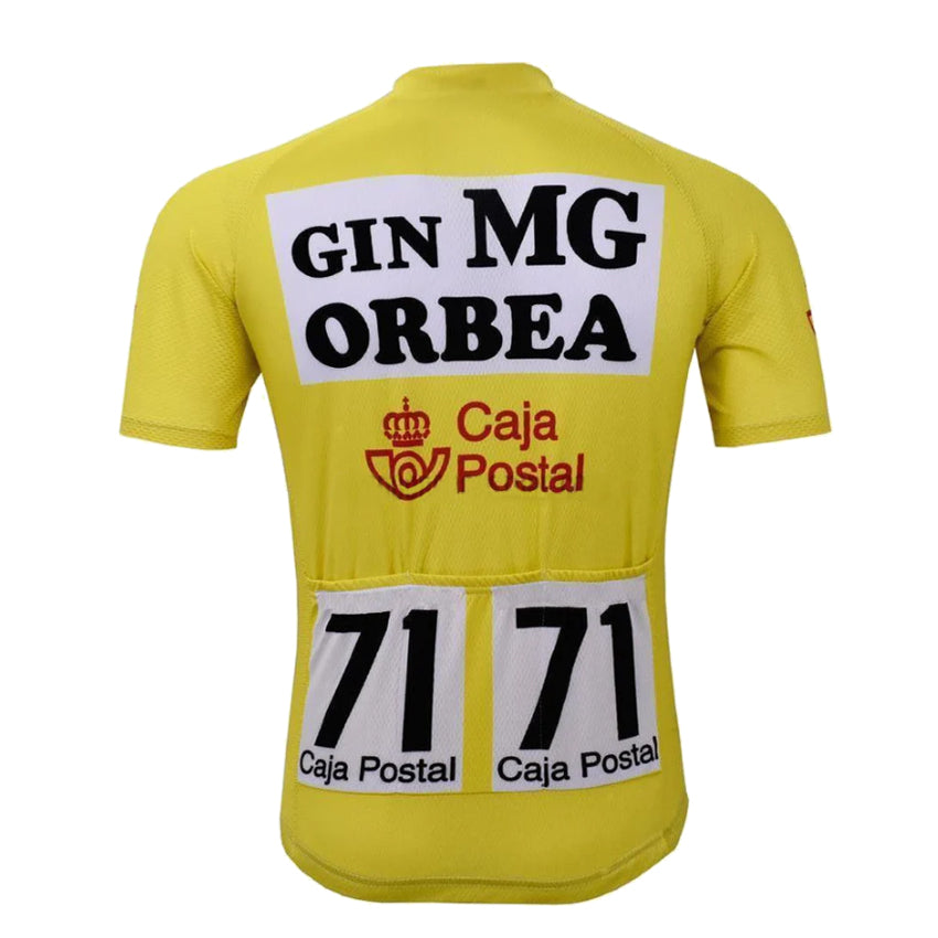 Maillot de cyclisme rétro jaune Caja Postal Gin Mg