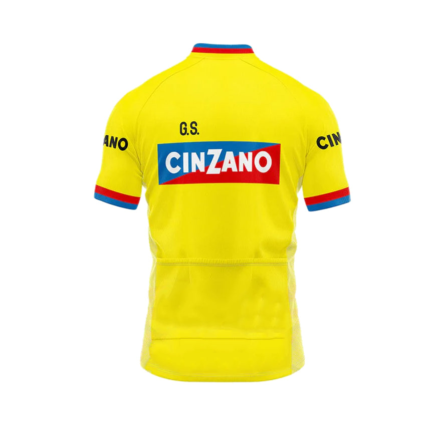 Maillot de ciclismo vintage blanco (amarillo) para hombre de Cinzano