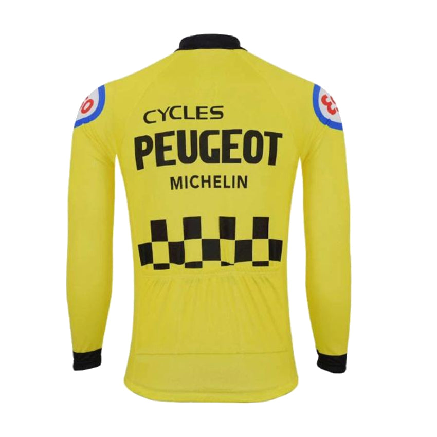 Cycles Peugeot Michelin Long Sleeve Yellow Cycling Jersey