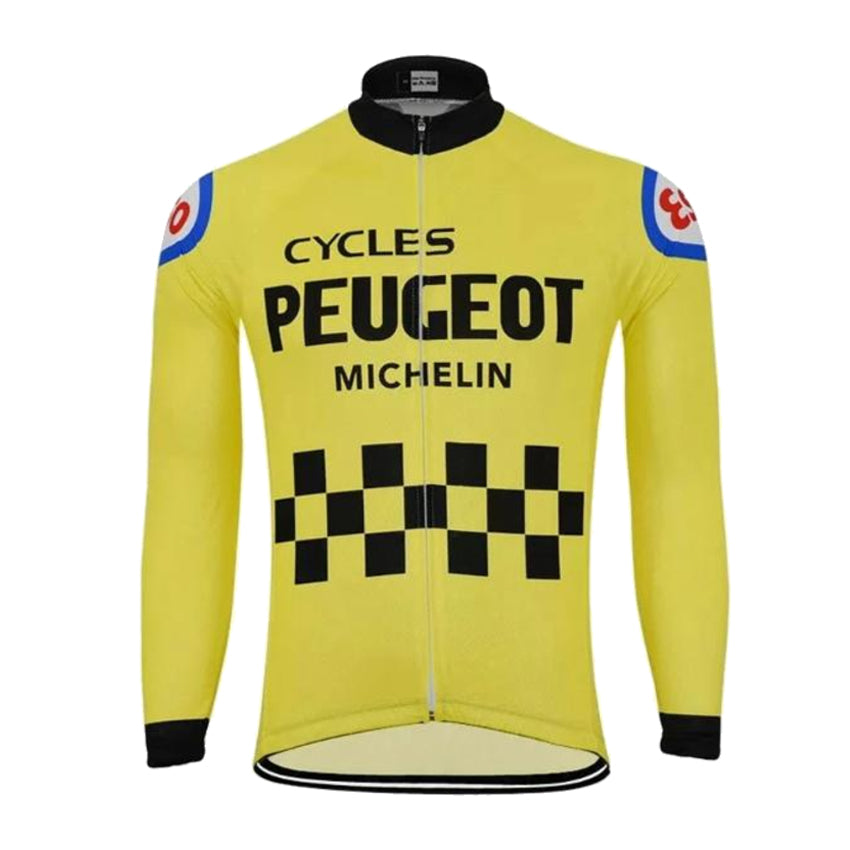 Cycles Peugeot Michelin Long Sleeve Yellow Cycling Jersey