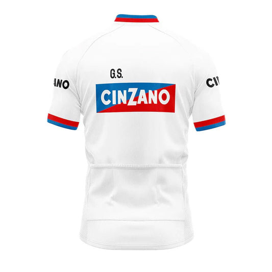 Maillot de ciclismo vintage blanco (amarillo) para hombre de Cinzano