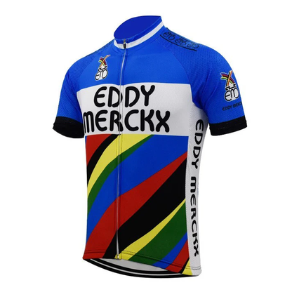 Maillot cycliste rétro bleu Eddy Merckx