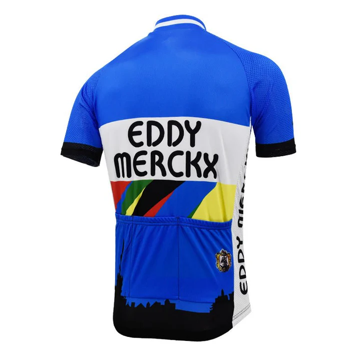 Maillot cycliste rétro bleu Eddy Merckx