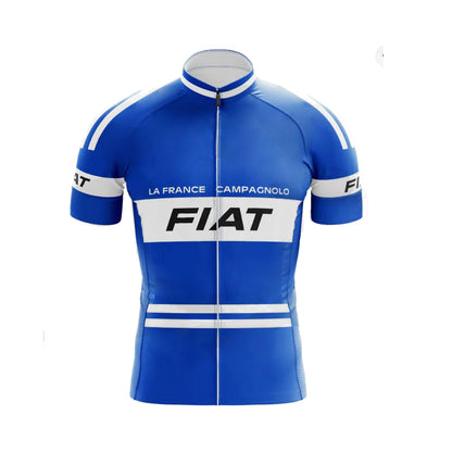 Maillot de cyclisme bleu rétro de l'équipe Fiat