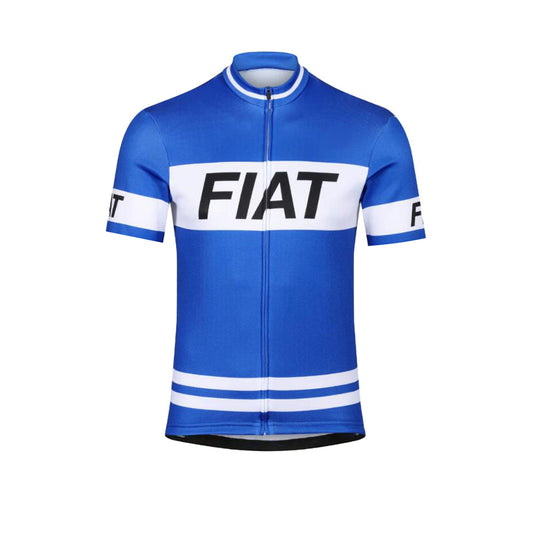 Maillot de cyclisme bleu rétro de l'équipe Fiat