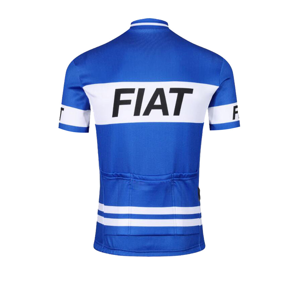 Maillot de cyclisme bleu rétro de l'équipe Fiat