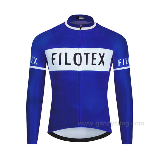 Maillot de ciclismo Filotex Retro Blue de manga larga (con opción de forro polar)