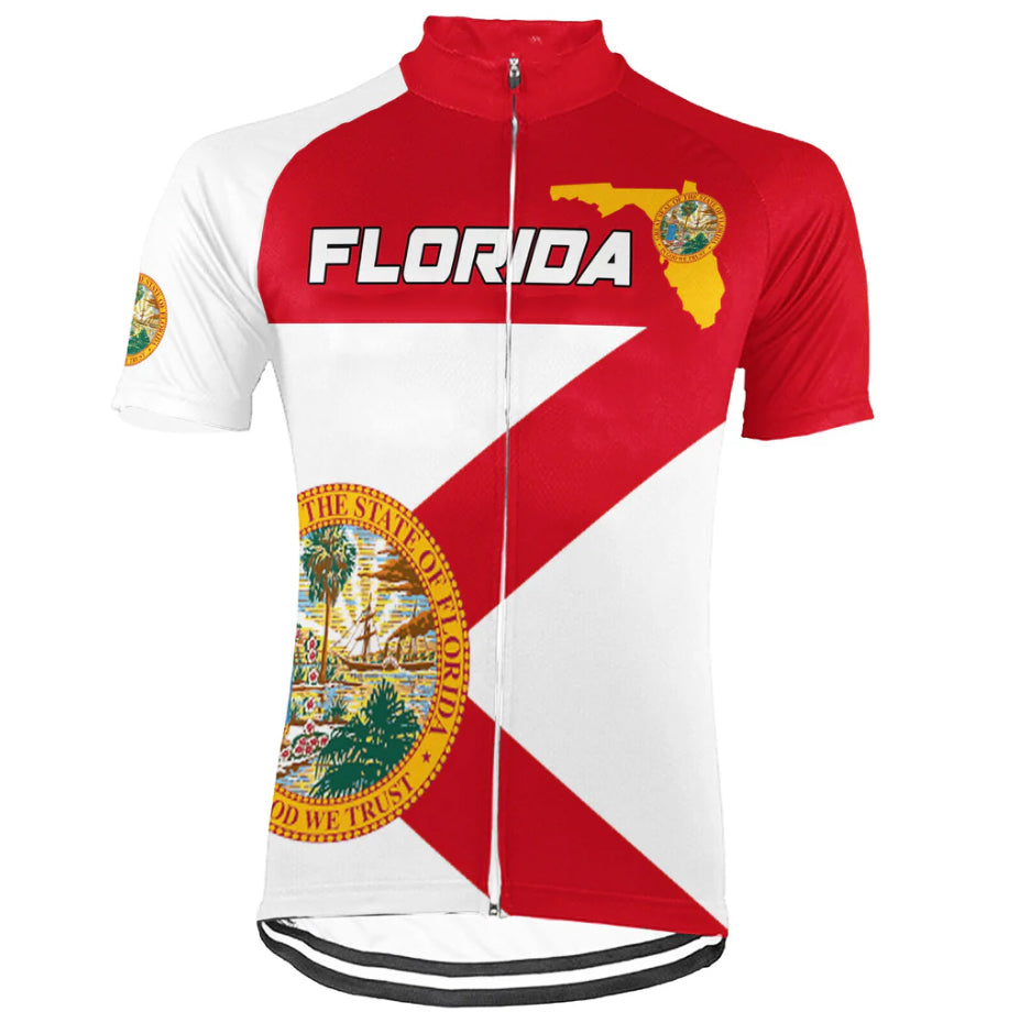 Florida Flag Men Short Sleeve Cycling Jersey