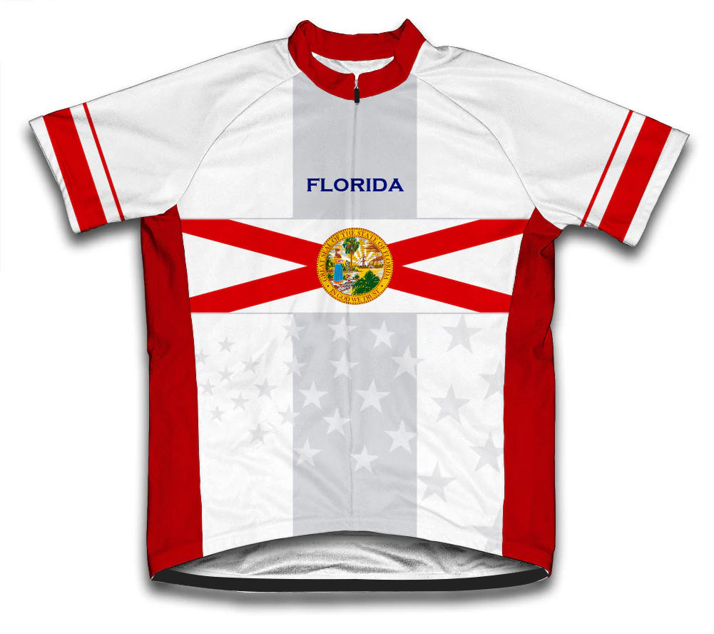 Florida Flag Men White Cycling Jersey