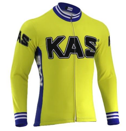 Kas Retro Yellow Long Sleeve Cycling Jersey