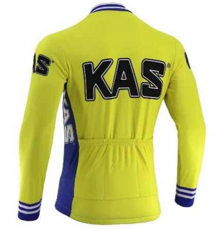 Kas Retro Yellow Long Sleeve Cycling Jersey