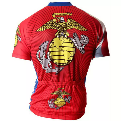 US Marines Men's Short Sleeve Red Cycling Jersey