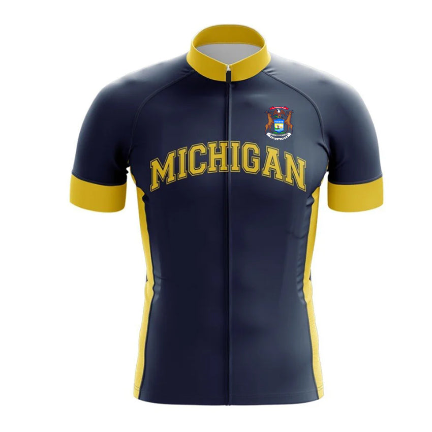 Michigan Flag Men White Cycling Jersey