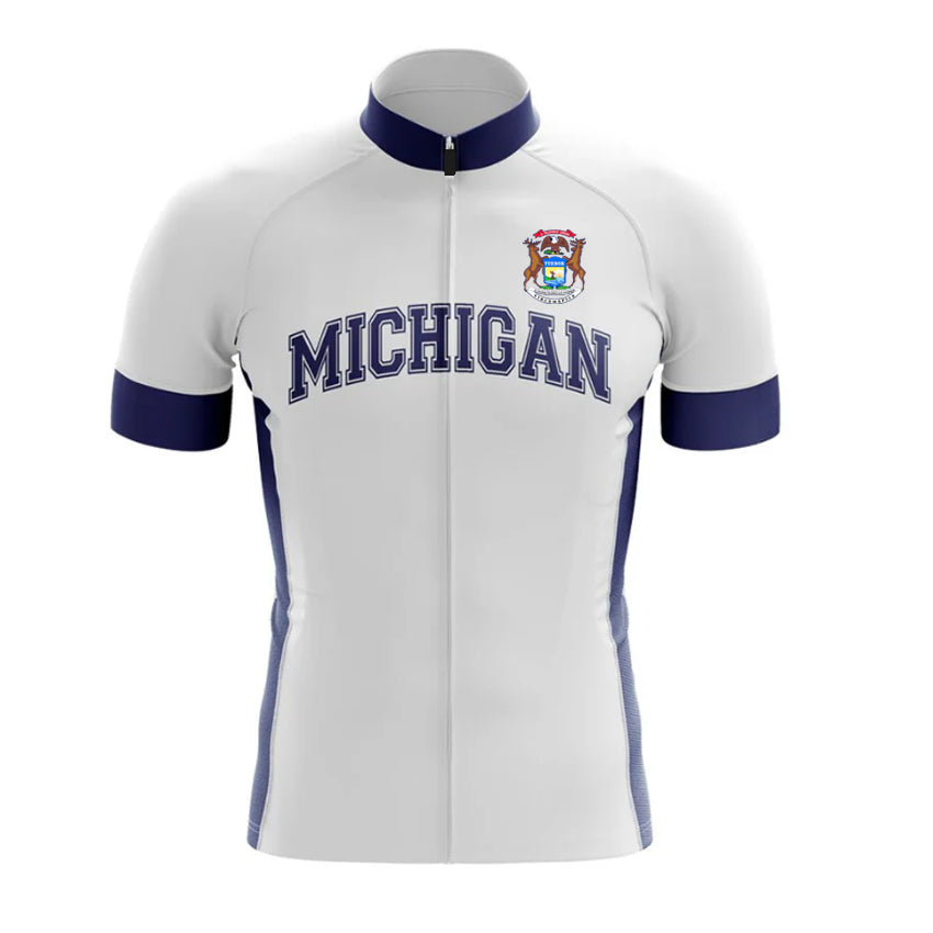 Michigan Flag Men White Cycling Jersey