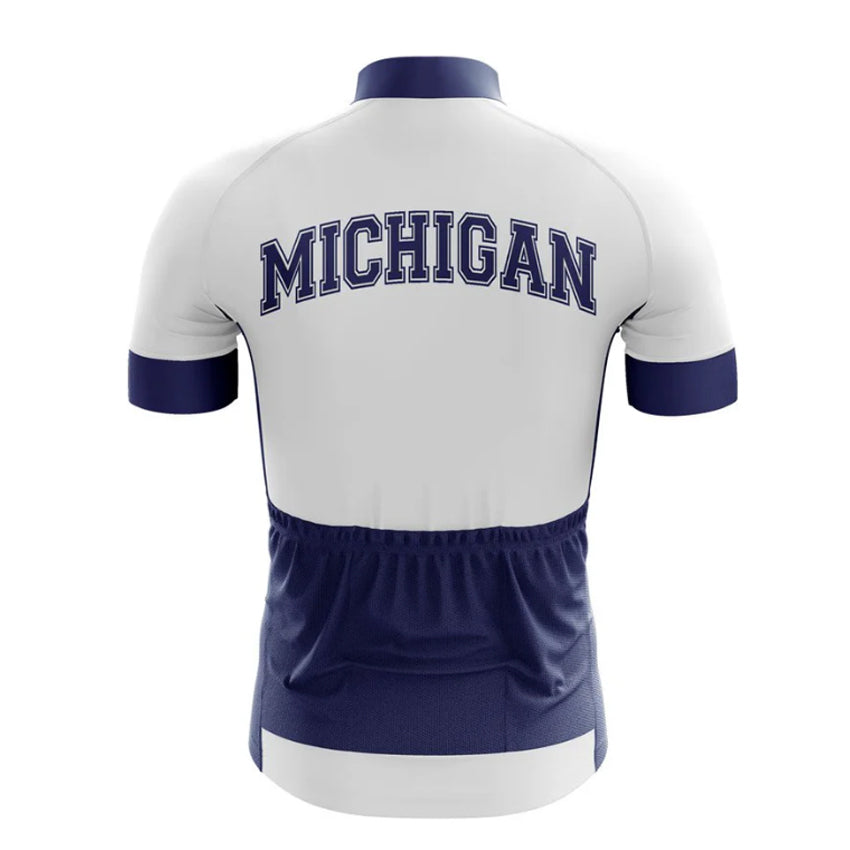 Michigan Flag Men White Cycling Jersey