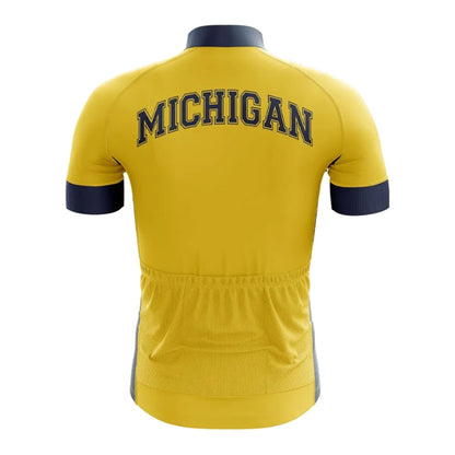 Michigan Flag Men's Short Sleeve Yellow Cycling Jersey