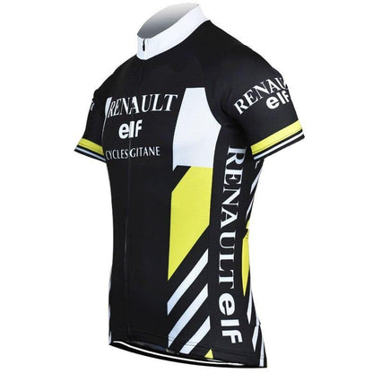 Maillots de l'équipe cycliste Renault Gitane (orange, jaune, noir)